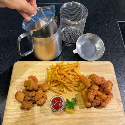 Paslanmaz Çelik Yağ Süzgeçli Kızartma Tenceresi